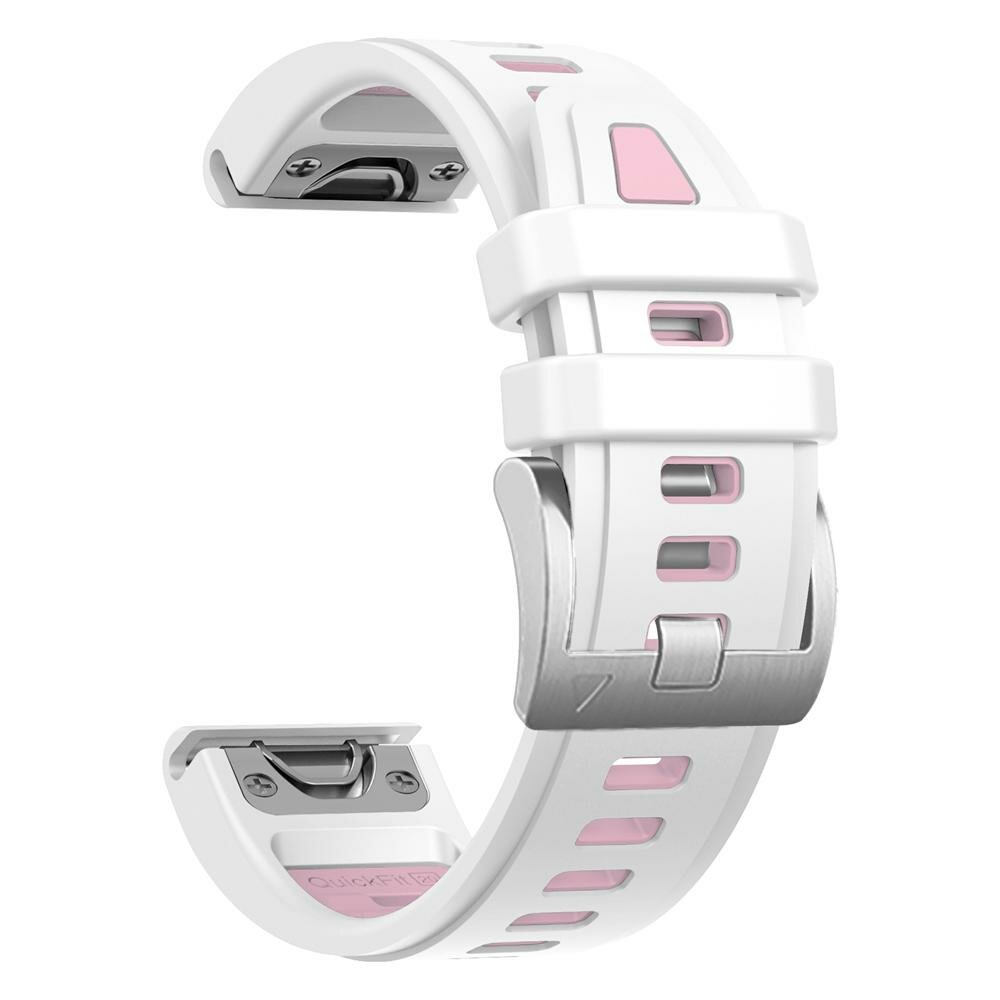 Silikonarmband - Wei&szlig; mit rosa - Garmin Fenix 8 - 43mm
