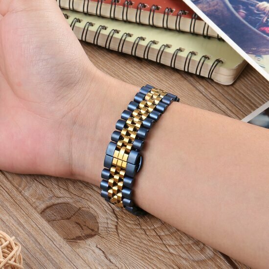 Edelstahlarmband - Dunkelblau mit Gold - Huawei Watch GT 6 / GT 6 pro - 46mm