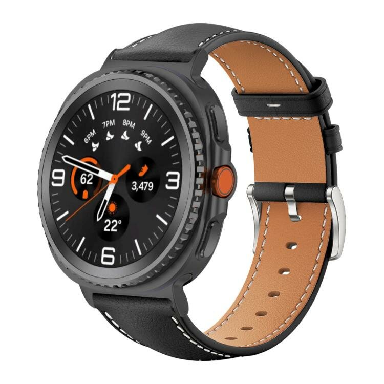 Lederarmband mit schwarzem Anschluss - Schwarz - Samsung Galaxy Watch 8 - 40mm / 44mm