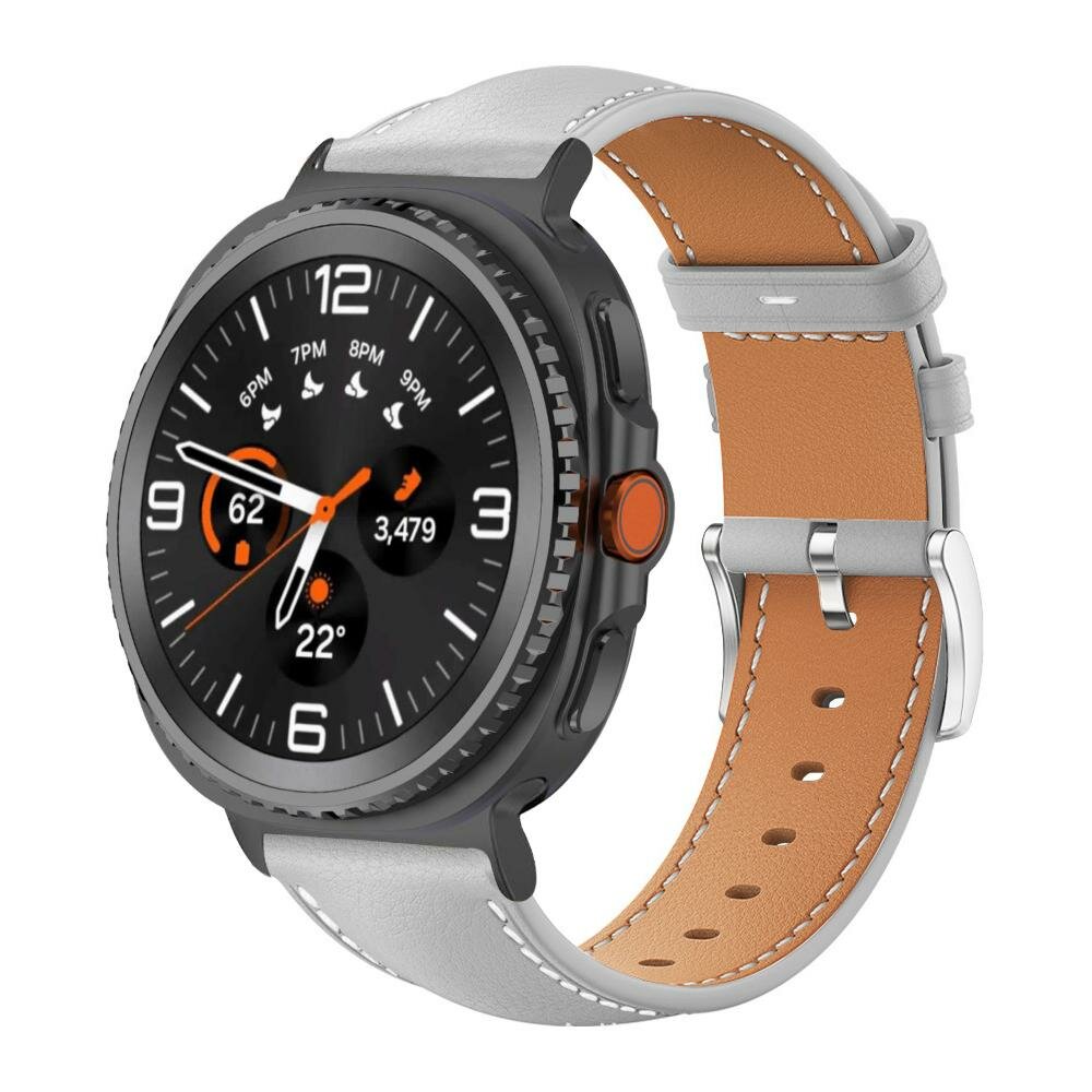 Lederarmband mit schwarzem Anschluss - Grau - Samsung Galaxy Watch 8 - 40mm / 44mm