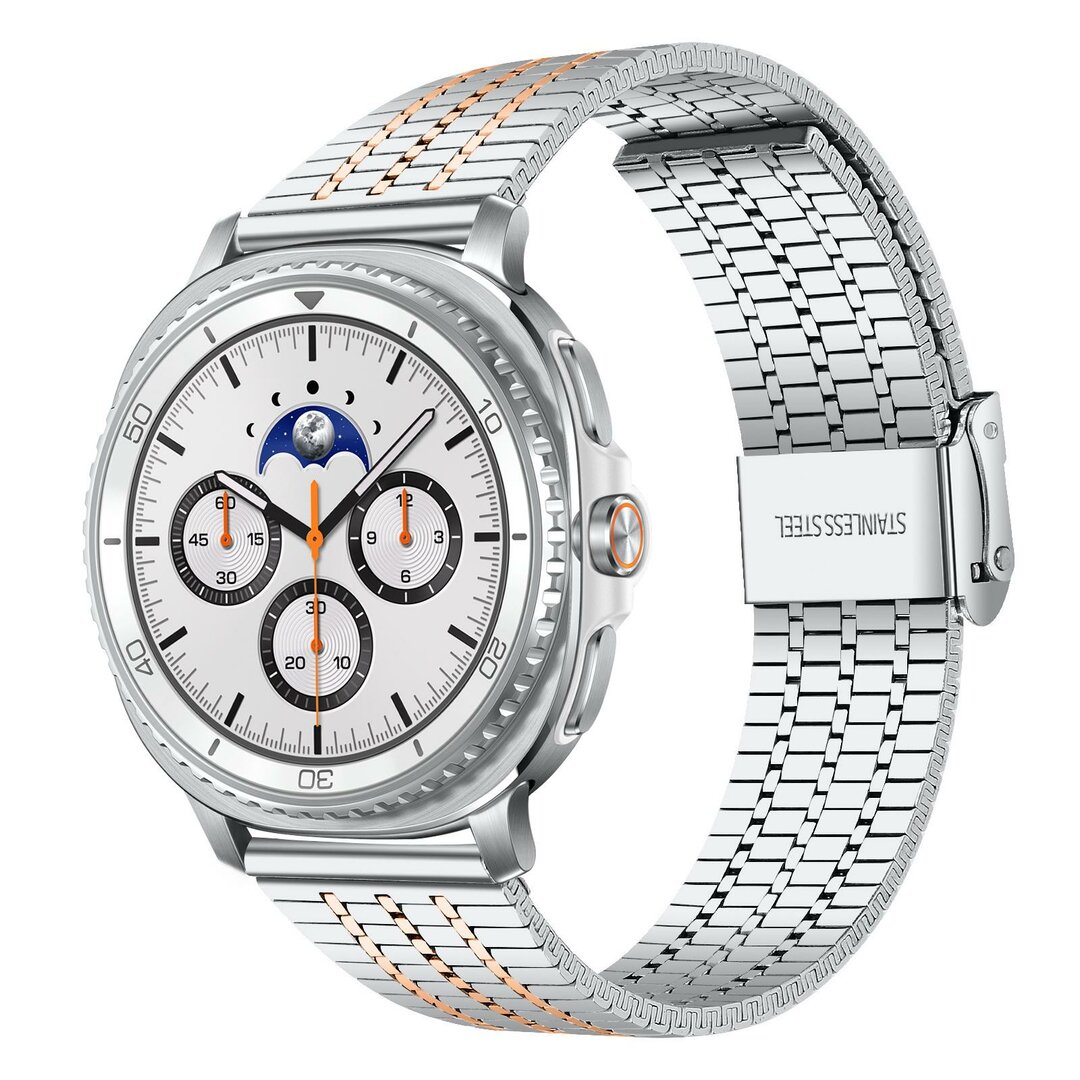 Edelstahlarmband - Silber mit Ros&eacute;gold - Samsung Galaxy Watch 8 Classic - 46mm
