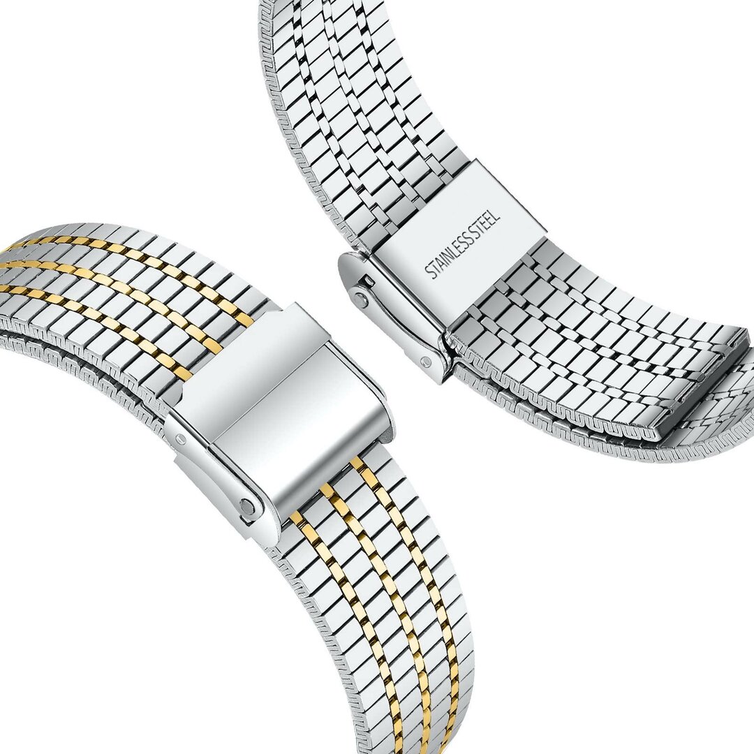 Edelstahlarmband - Silber mit Gold - Samsung Galaxy Watch 8 Classic - 46mm