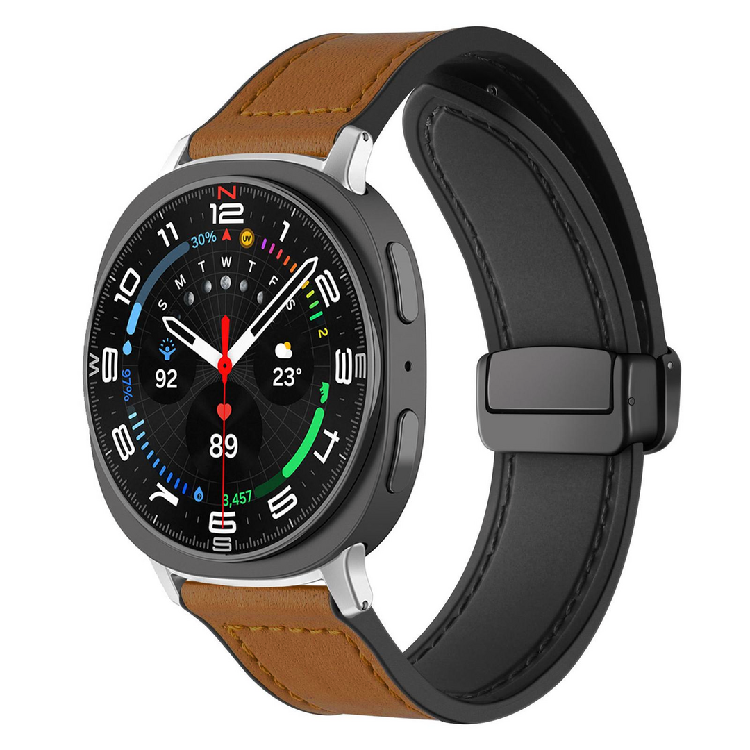 Leder- und Silikonarmband - Braun - Samsung Galaxy Watch 8 Classic - 46mm