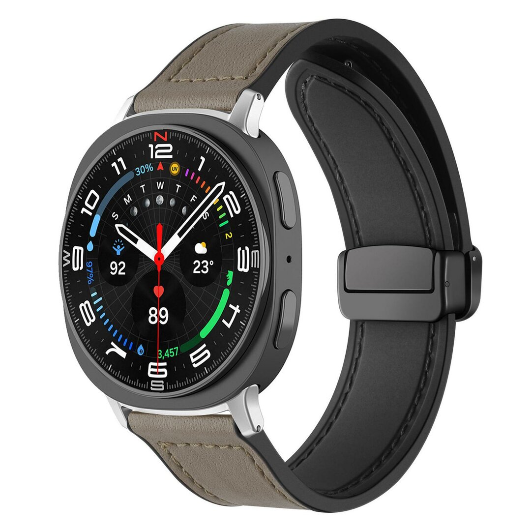 Leder- und Silikonarmband - Grau - Samsung Galaxy Watch 8 Classic - 46mm
