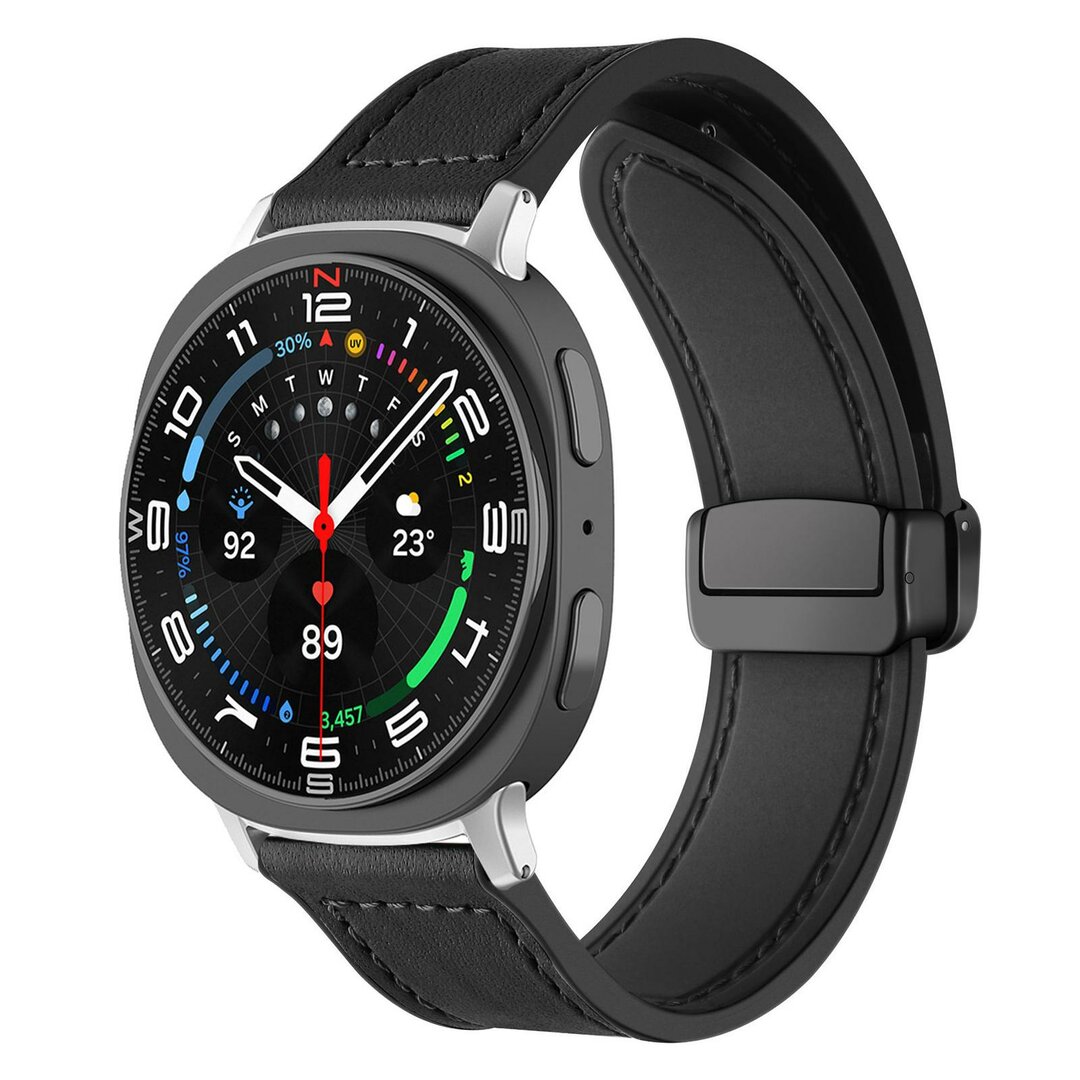 Leder- und Silikonarmband - Schwarz - Samsung Galaxy Watch 8 Classic - 46mm