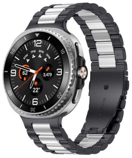 Edelstahl-Gliederarmband - Schwarz mit Silber - Samsung Galaxy Watch 8 Classic - 46mm