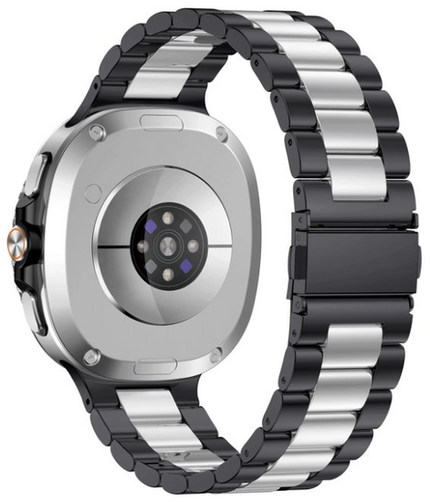 Edelstahl-Gliederarmband - Schwarz mit Silber - Samsung Galaxy Watch 8 Classic - 46mm