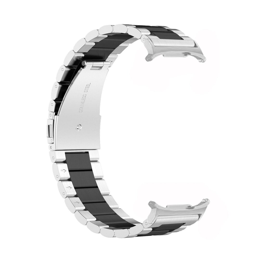 Edelstahl-Gliederarmband - Silber mit Schwarz - Samsung Galaxy Watch 8 Classic - 46mm