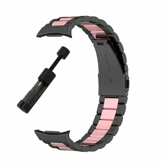 Edelstahl-Gliederarmband - Schwarz mit Ros&eacute;gold - Samsung Galaxy Watch 8 Classic - 46mm