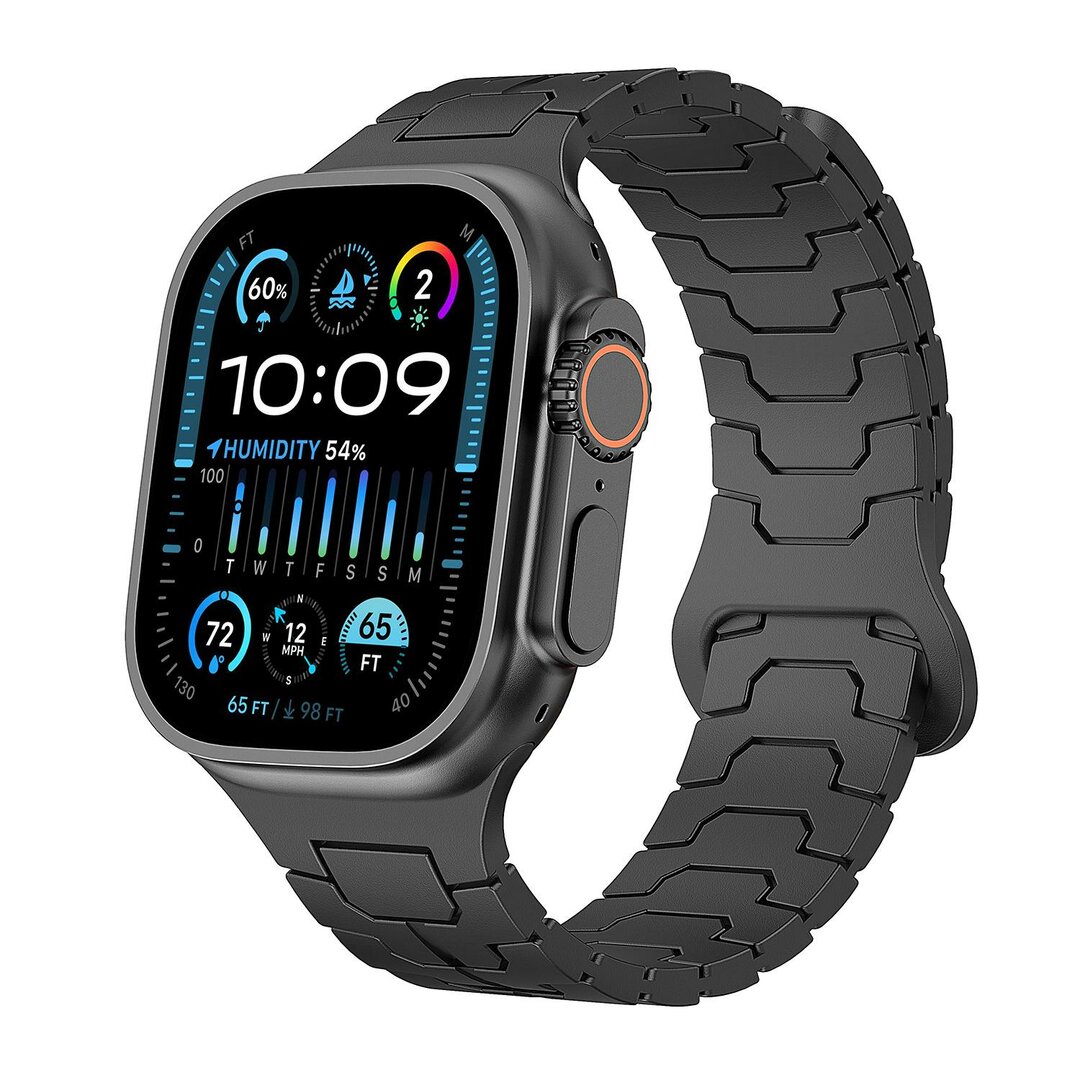 Dragon Scale Silikonarmband - Schwarz - Geeignet f&uuml;r Apple Watch 44mm / 45mm / 46mm / 49mm