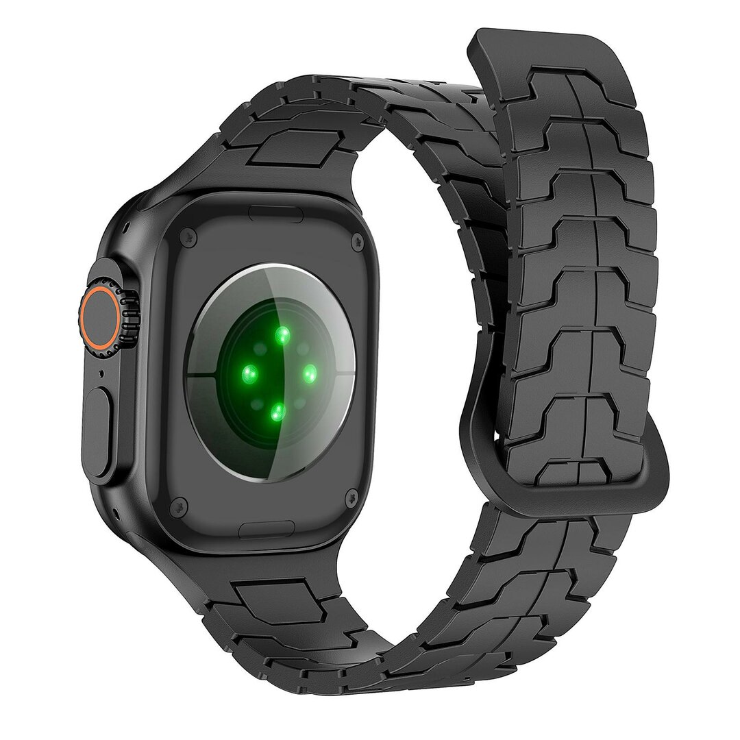 Dragon Scale Silikonarmband - Schwarz - Geeignet f&uuml;r Apple Watch 44mm / 45mm / 46mm / 49mm