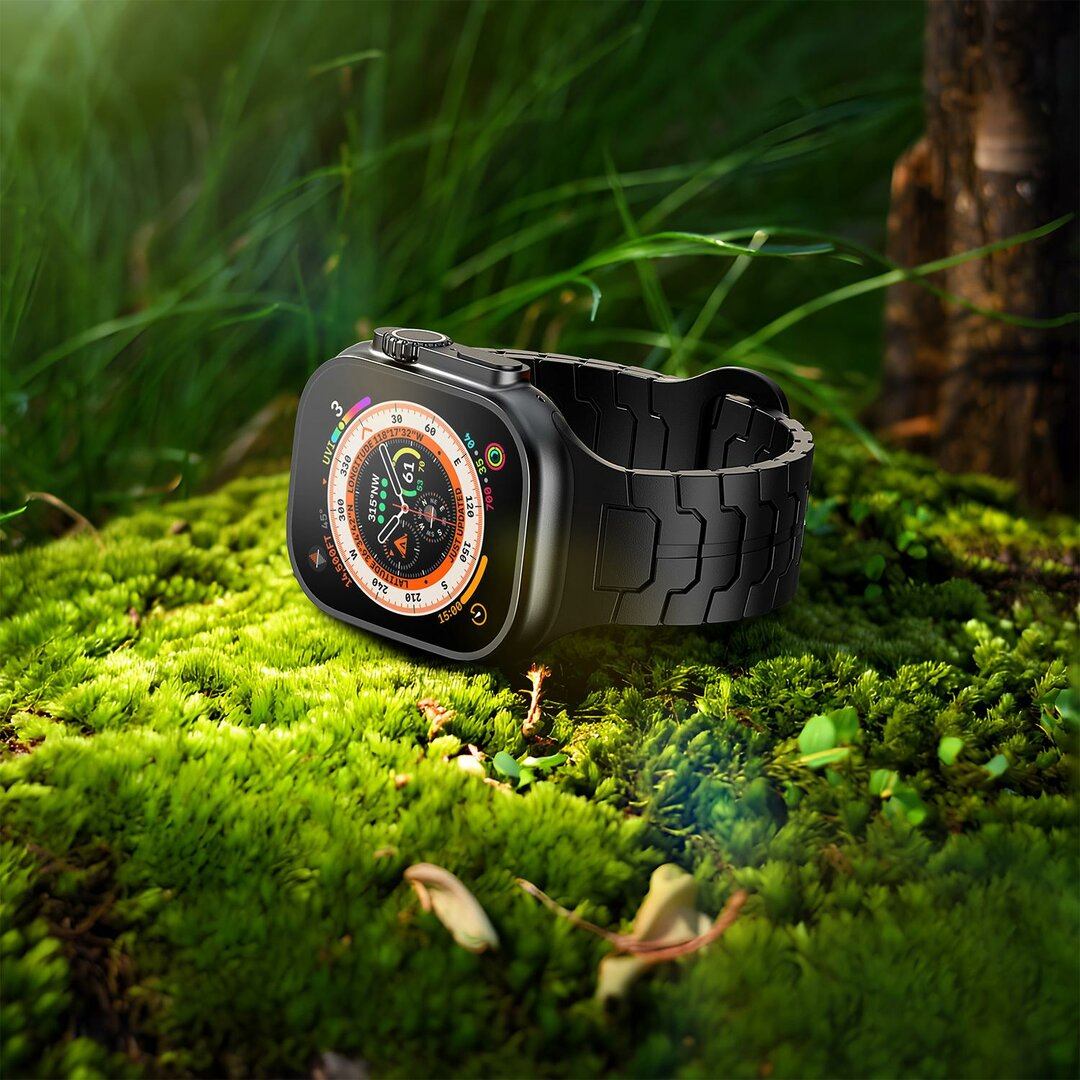 Dragon Scale Silikonarmband - Schwarz - Geeignet f&uuml;r Apple Watch 44mm / 45mm / 46mm / 49mm
