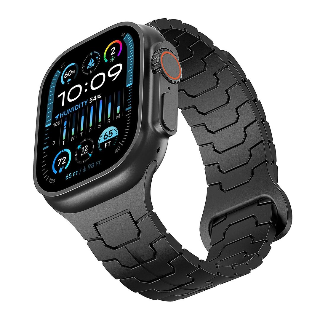Dragon Scale Silikonarmband - Schwarz - Geeignet f&uuml;r Apple Watch 44mm / 45mm / 46mm / 49mm