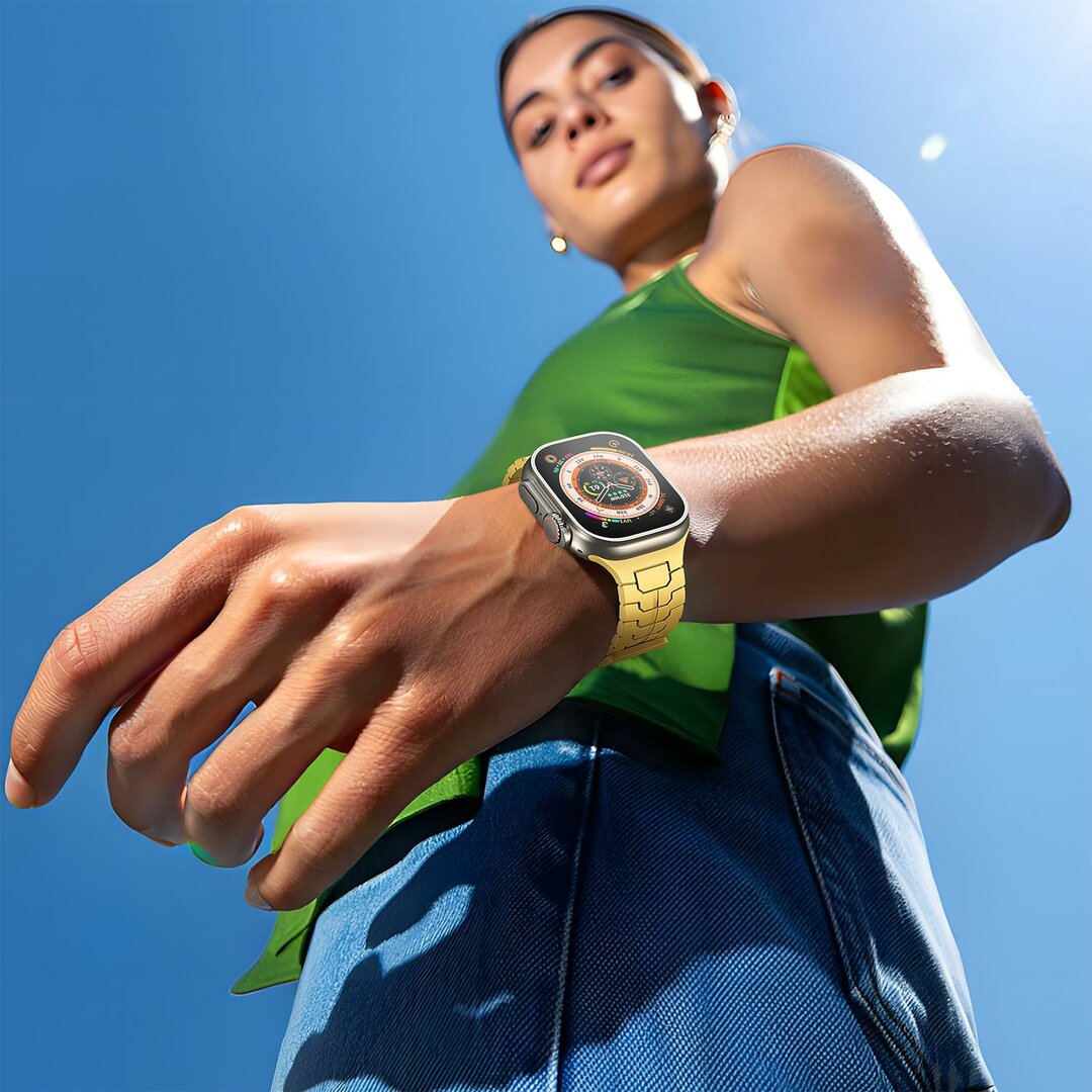 Dragon Scale Silikonarmband - Gelb - Geeignet f&uuml;r Apple Watch 44mm / 45mm / 46mm / 49mm