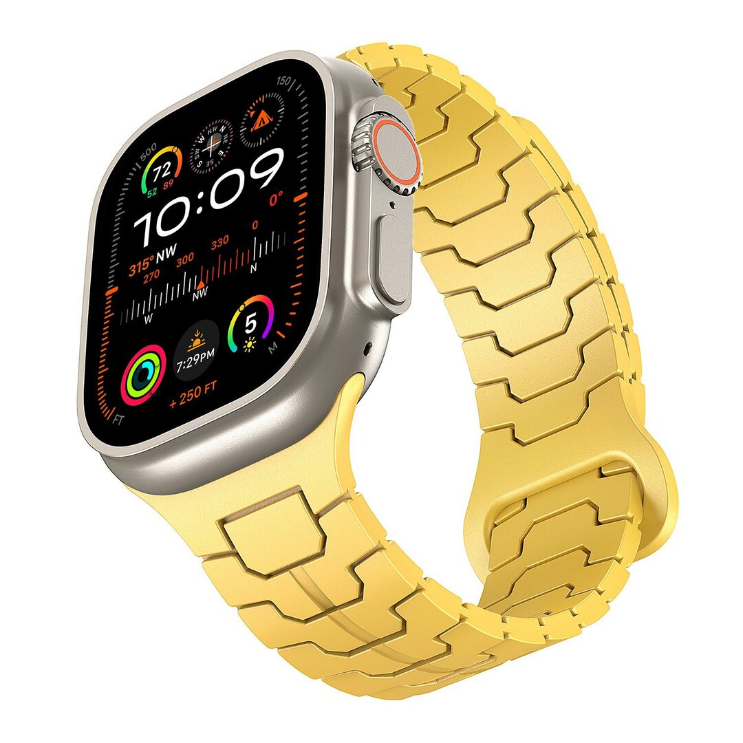 Dragon Scale Silikonarmband - Gelb - Geeignet f&uuml;r Apple Watch 44mm / 45mm / 46mm / 49mm