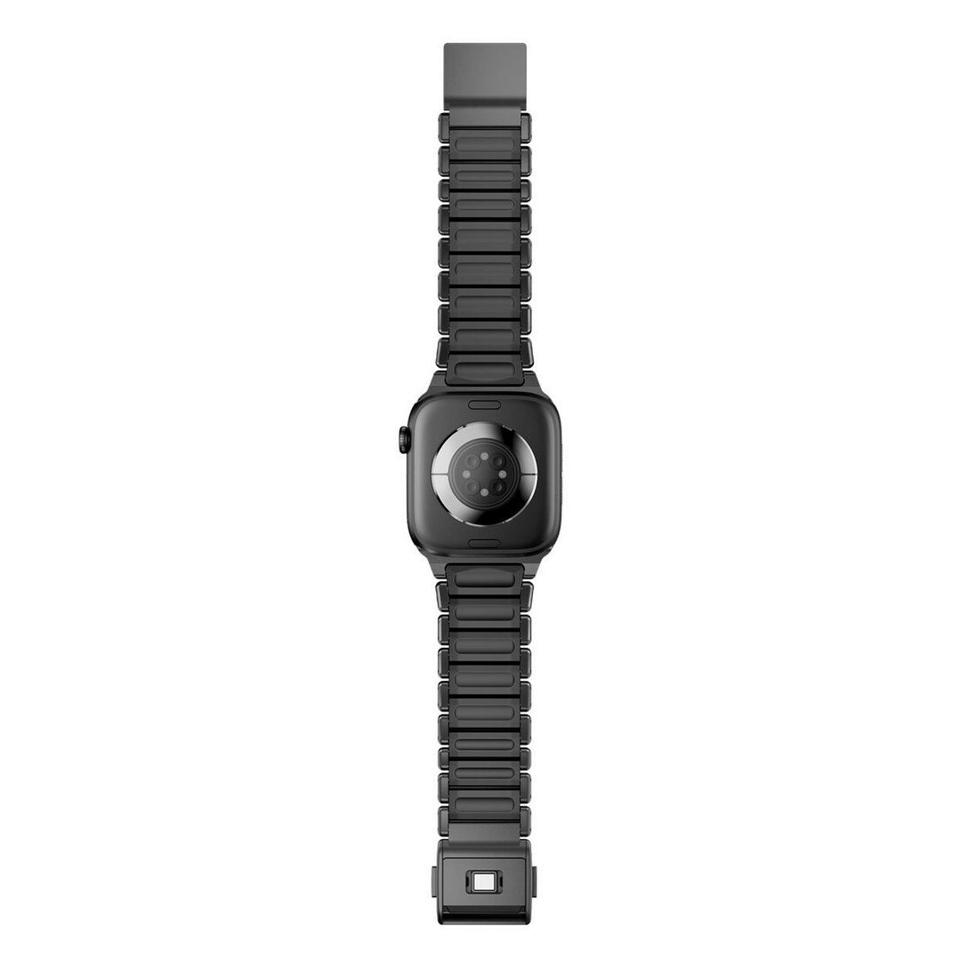 Premium-Edelstahl-/Silikonarmband - Schwarz - Geeignet f&uuml;r Apple Watch 44mm / 45mm / 46mm / 49mm