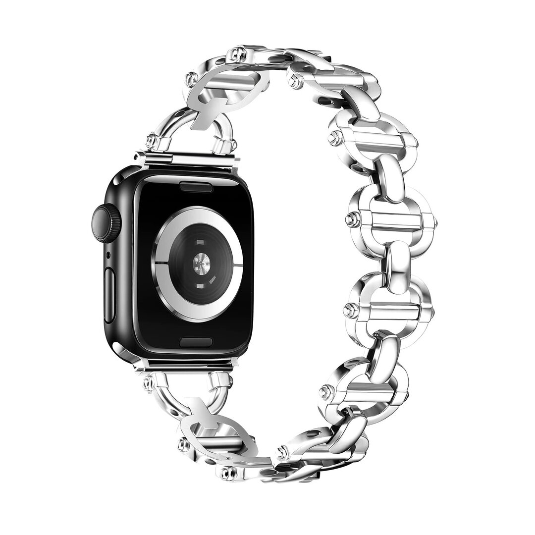 Metall-Leitergliederarmband - Silber - Passend f&uuml;r Apple Watch 44mm / 45mm / 46mm / 49mm