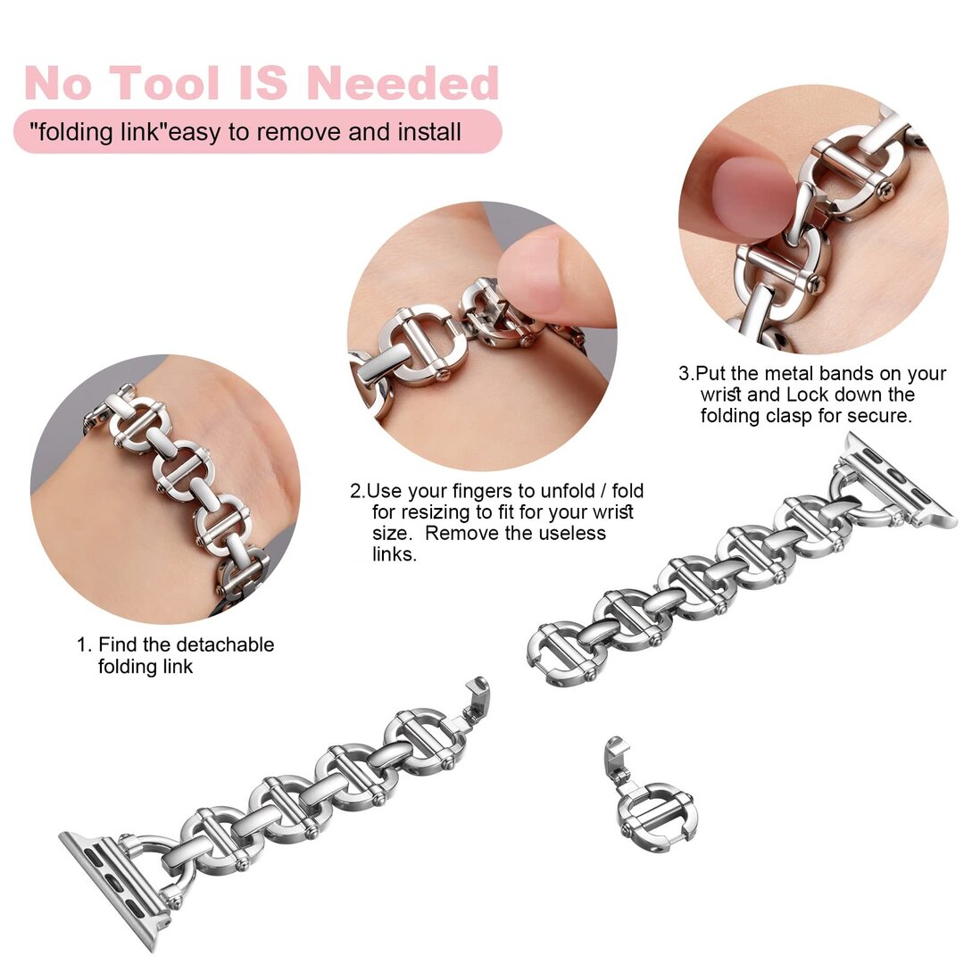 Metall-Leitergliederarmband - Silber - Passend f&uuml;r Apple Watch 44mm / 45mm / 46mm / 49mm