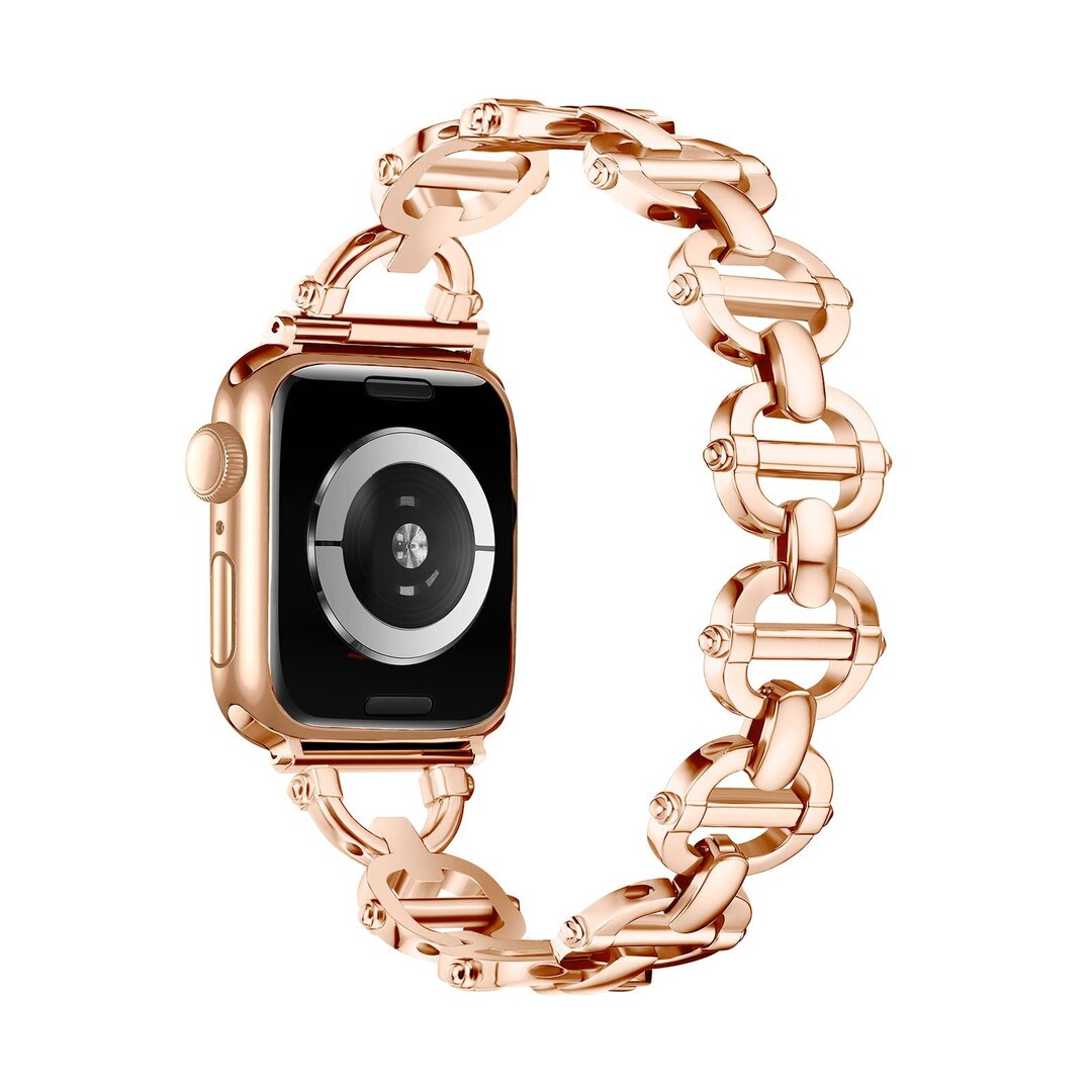 Metall-Leitergliederarmband - Champagner / Ros&eacute;gold - Passend f&uuml;r Apple Watch 44mm / 45mm / 46mm / 49mm