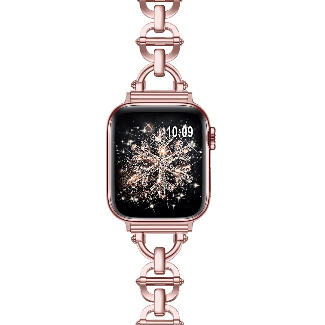 Metall-Leitergliederarmband - Rose pink - Passend f&uuml;r Apple Watch 44mm / 45mm / 46mm / 49mm