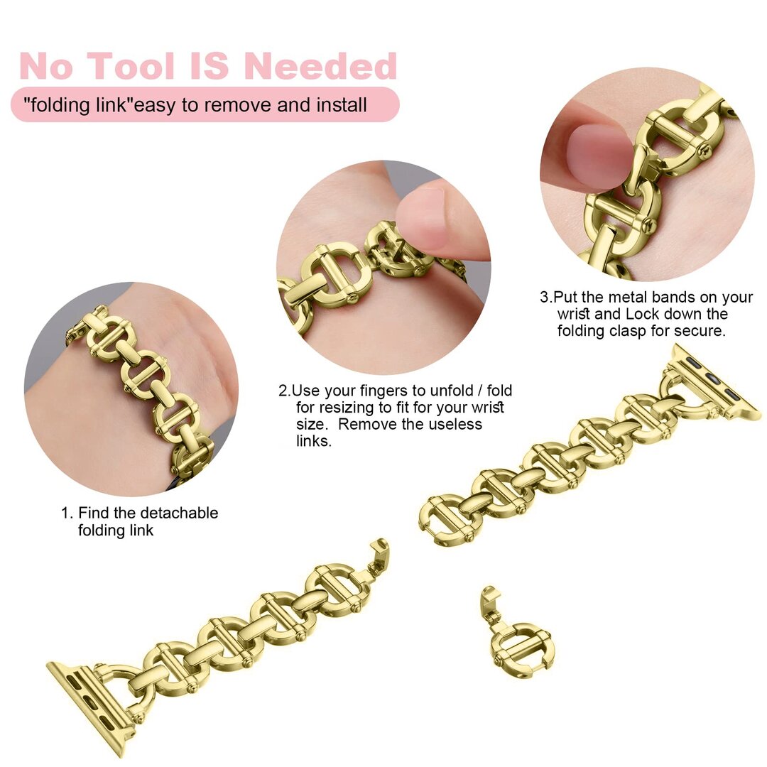 Metall-Leitergliederarmband - Gold - Passend f&uuml;r Apple Watch 38mm / 40mm / 41mm / 42mm