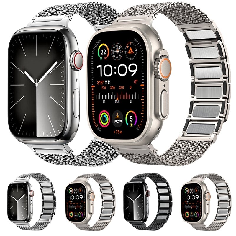 Luxuri&ouml;ses magnetisches Edelstahlband - Silber - Geeignet f&uuml;r Apple Watch 38mm / 40mm / 41mm / 42mm
