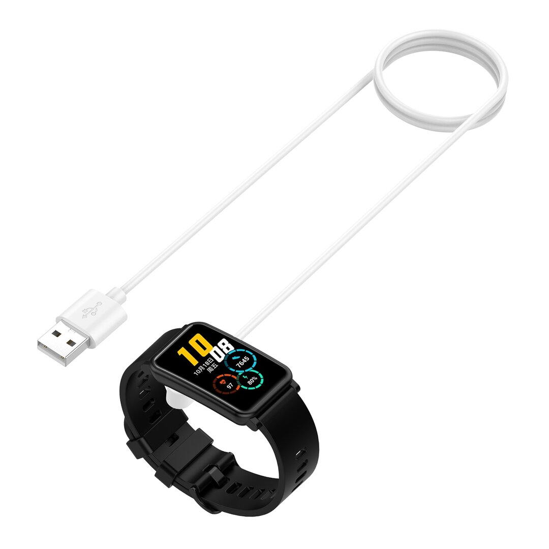 Ladeger&auml;t / Ladekabel - Geeignet f&uuml;r Huawei Watch Fit 5 / 4 / 3 / 2 / 1 / Fit New / Fit Mini - Huawei Honor Band - Huawei Band 9 / 8 / 7 / 6 - USB-Anschluss - 1 Meter - Wei&szlig;