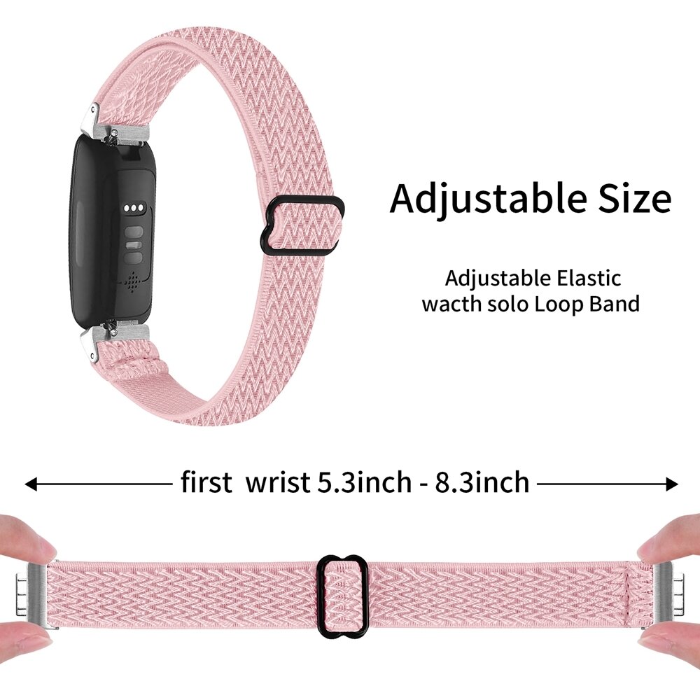 Fitbit Inspire 3 &ndash; Elastisches Solo Loop Nylonarmband - Rosa