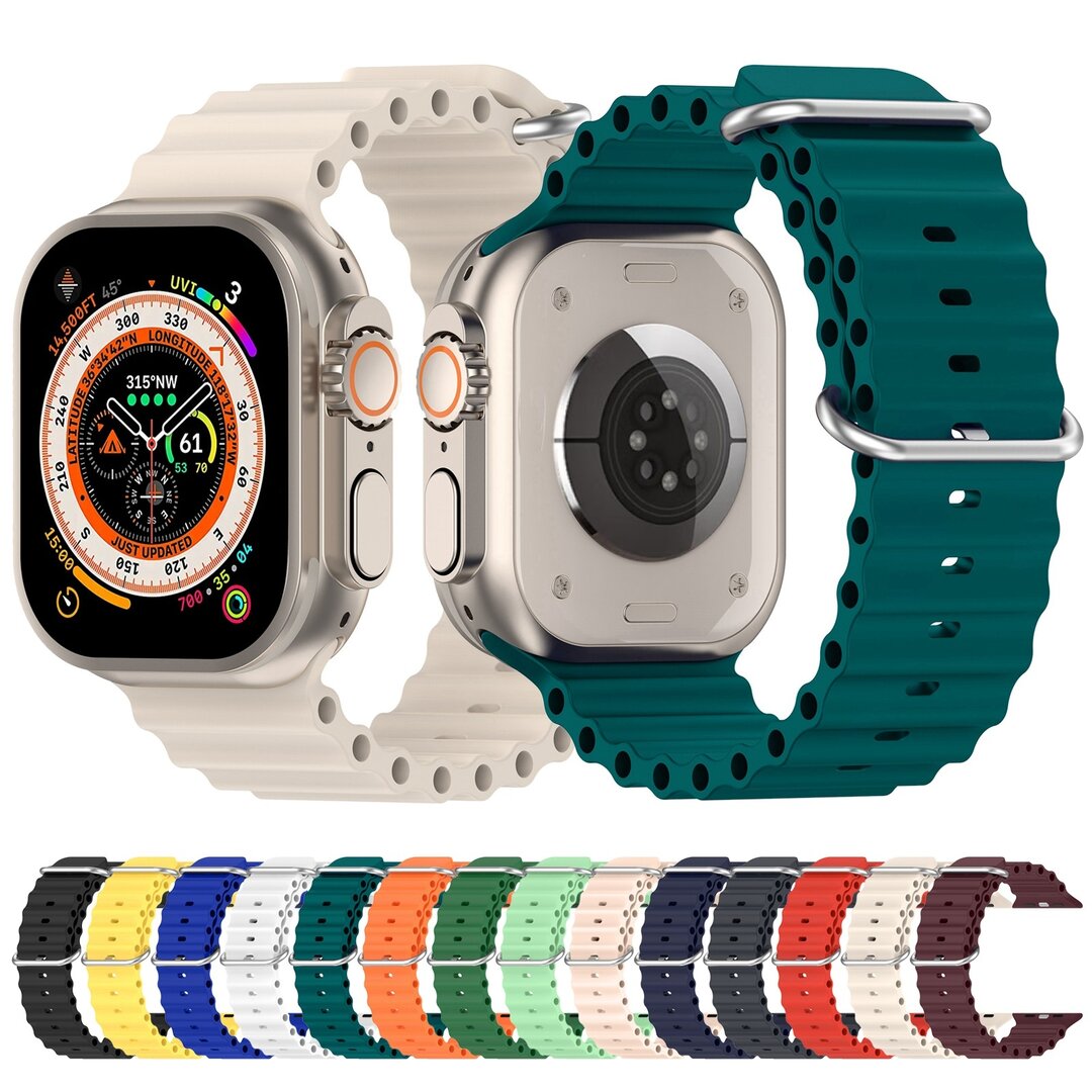 Armband Ocean - Gr&uuml;ngrau - Geeignet f&uuml;r Apple Watch 44mm / 45mm / 46mm / 49mm
