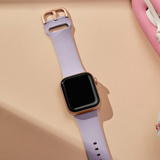 Weiches Silikonarmband mit Schnallenverschluss - Pastellviolett - Geeignet f&uuml;r Apple Watch 38mm / 40mm / 41mm / 42mm