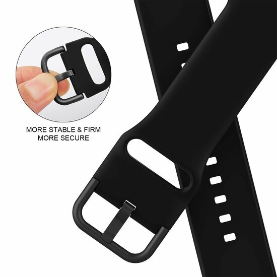 Weiches Silikonarmband mit Schnallenverschluss - Schwarz - Geeignet f&uuml;r Apple Watch 38mm / 40mm / 41mm / 42mm