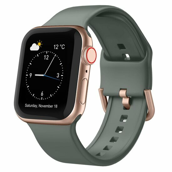 Weiches Silikonarmband mit Schnallenverschluss - Olivgr&uuml;n - Geeignet f&uuml;r Apple Watch 38mm / 40mm / 41mm / 42mm
