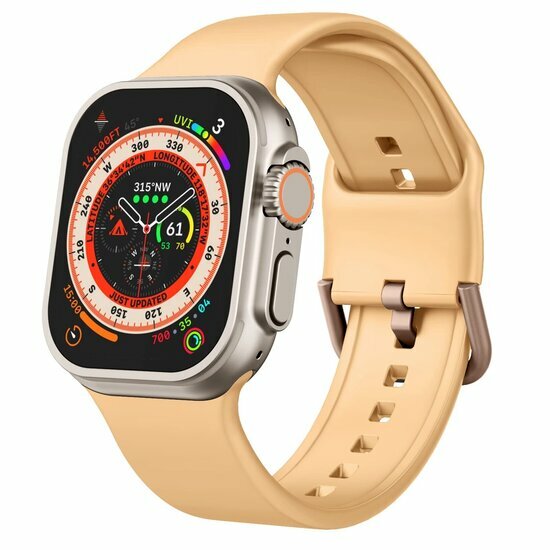 Weiches Silikonarmband mit Schnallenverschluss - Dunkelgelb - Geeignet f&uuml;r Apple Watch 38mm / 40mm / 41mm / 42mm
