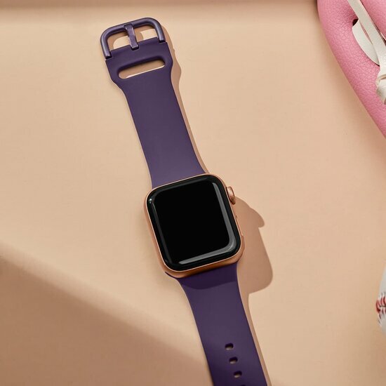 Weiches Silikonarmband mit Schnallenverschluss - Dunkelviolett - Geeignet f&uuml;r Apple Watch 38mm / 40mm / 41mm / 42mm