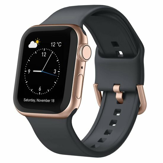 Weiches Silikonarmband mit Schnallenverschluss - Dunkelgrau - Geeignet f&uuml;r Apple Watch 38mm / 40mm / 41mm / 42mm