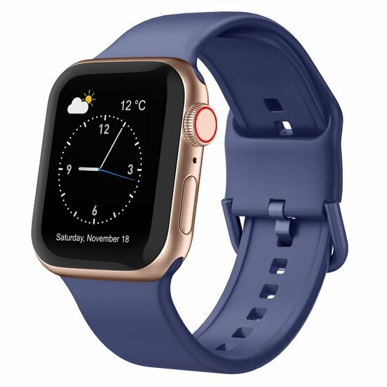 Weiches Silikonarmband mit Schnallenverschluss - Indigo - Geeignet f&uuml;r Apple Watch 38mm / 40mm / 41mm / 42mm