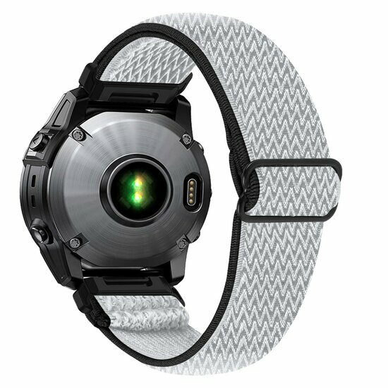 Elastisches Solo Loop Nylonarmband - Wei&szlig; mit Schwarz - Garmin Approach S60 &amp; S62 / Instinct / Instinct 2 (Solar)