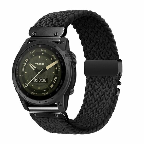 Geflochtenes Nylonarmband mit Fallschirmschnallenverschluss - Schwarz - Garmin Approach S60 &amp; S62 / Instinct / Instinct 2 (Solar)
