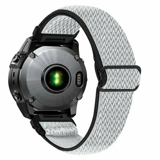 Elastisches Solo Loop Nylonarmband - Wei&szlig; mit Schwarz - Garmin Fenix 7s/6s/5s / Instinct 2s / Epix Pro Gen 2 (42mm)