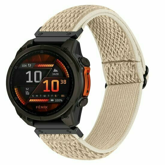 Elastisches Solo Loop Nylonarmband - Beige - Garmin Fenix 7s/6s/5s / Instinct 2s / Epix Pro Gen 2 (42mm)
