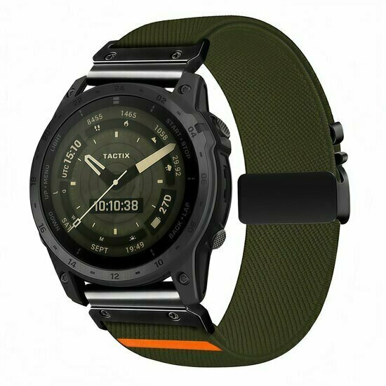 Nylonarmband mit Fallschirmschnallenverschluss - Dunkelgr&uuml;n - Garmin Fenix 9 / 9 pro - 43mm