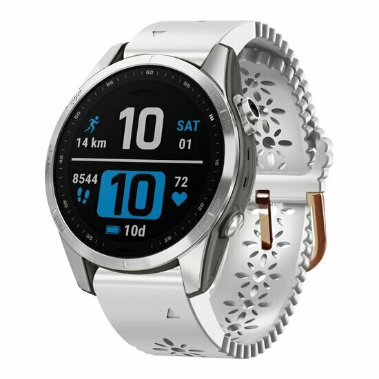 Flower Silikonarmband - Wei&szlig; - Garmin Fenix 9 / 9 pro - 43mm