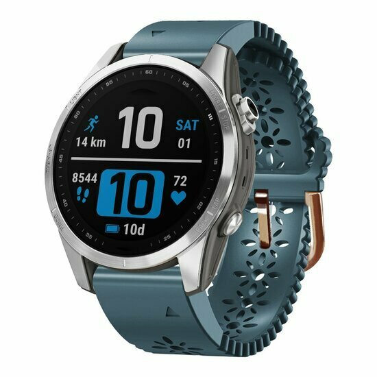 Flower Silikonarmband - Graublau - Garmin Fenix 9 / 9 pro - 43mm
