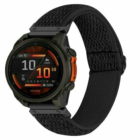 Elastisches Solo Loop Nylonarmband - Schwarz - Garmin Fenix 9 / 9 pro - 43mm