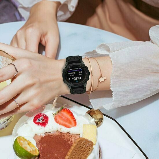 Elastisches Solo Loop Nylonarmband - Schwarz - Garmin Fenix 9 / 9 pro - 43mm