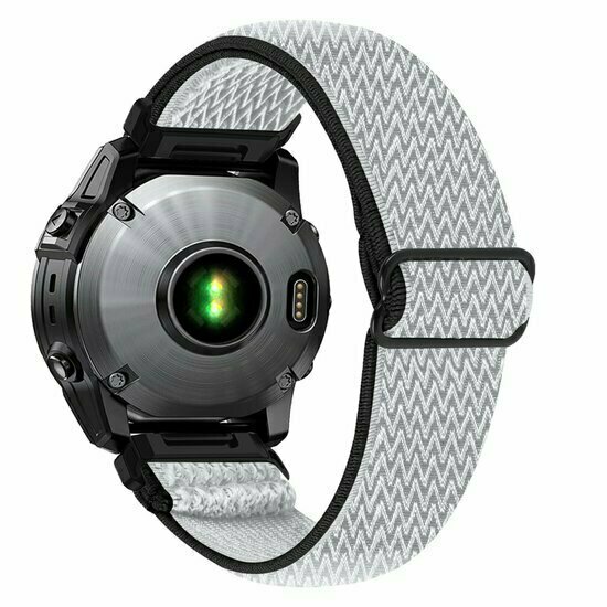 Elastisches Solo Loop Nylonarmband - Wei&szlig; mit Schwarz - Garmin Fenix 9 / 9 pro - 43mm