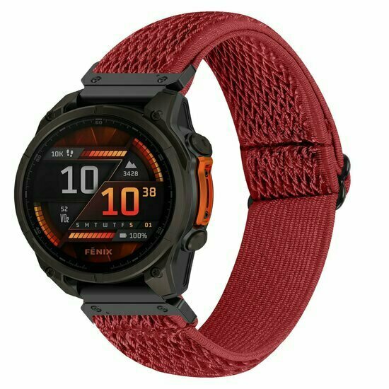 Elastisches Solo Loop Nylonarmband - Rot - Garmin Fenix 9 / 9 pro - 43mm