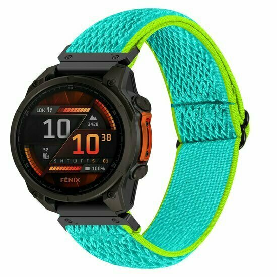 Elastisches Solo Loop Nylonarmband - Mintgr&uuml;n mit Gr&uuml;n - Garmin Fenix 9 / 9 pro - 43mm