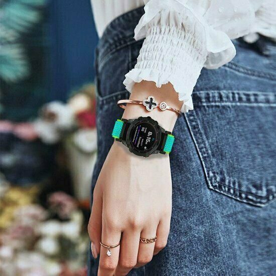 Elastisches Solo Loop Nylonarmband - Mintgr&uuml;n mit Gr&uuml;n - Garmin Fenix 9 / 9 pro - 43mm