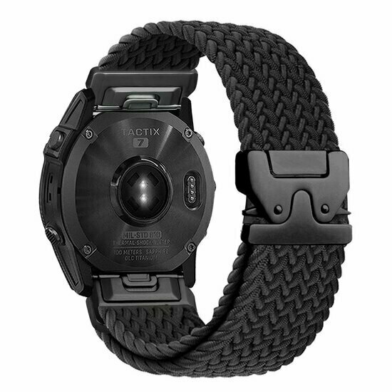 Geflochtenes Nylonarmband mit Fallschirmschnallenverschluss - Schwarz - Garmin Fenix 9 / 9 pro - 43mm